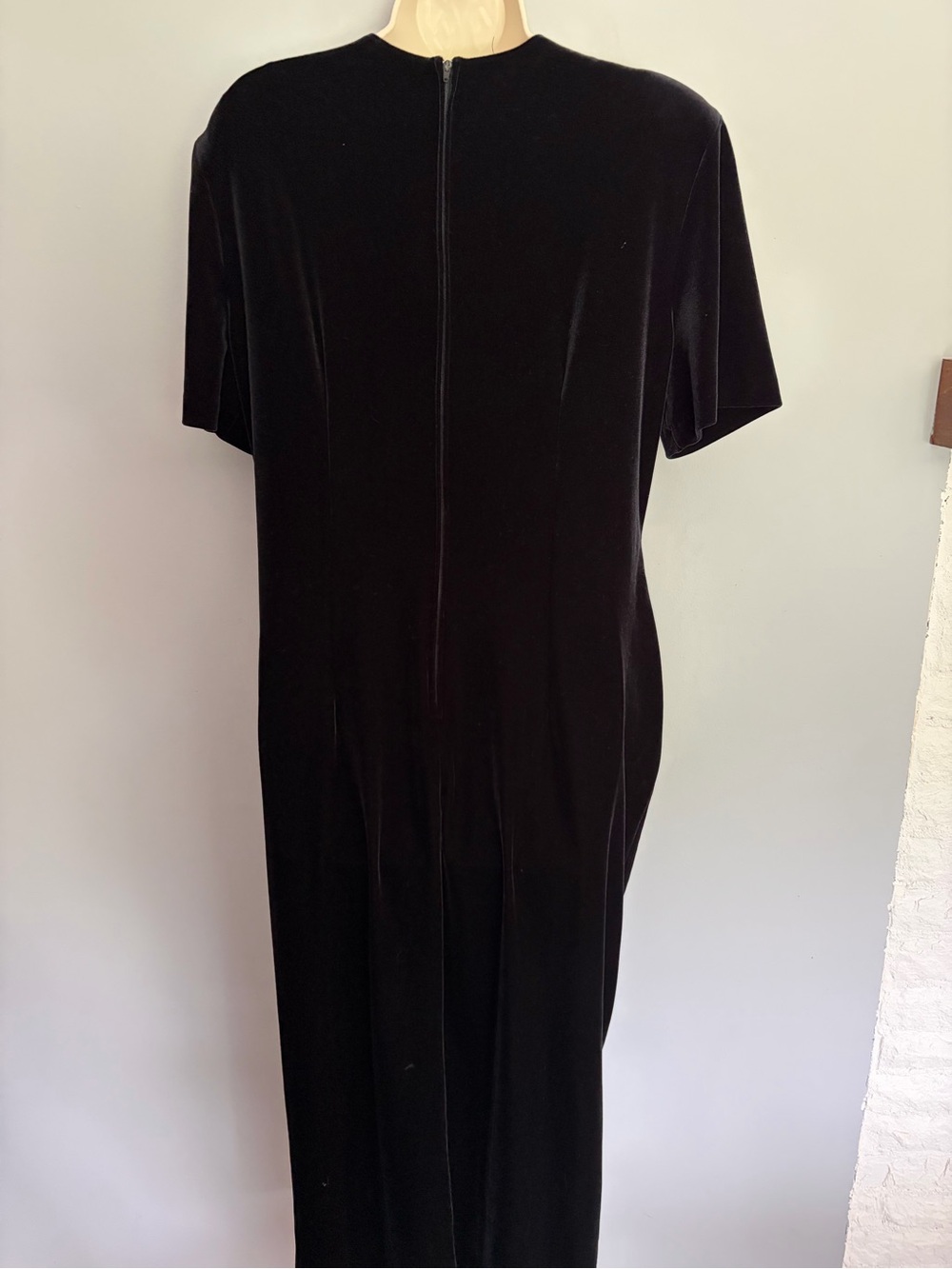 Vintage 90s Grunge Maxi Dress Size XL Black Velvet Dark Whimsygoth Cage Neckline - Picture 5 of 13